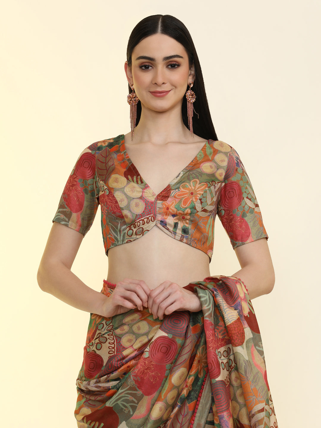 Ready to Wear Tussar Silk Tropical Printed Saree