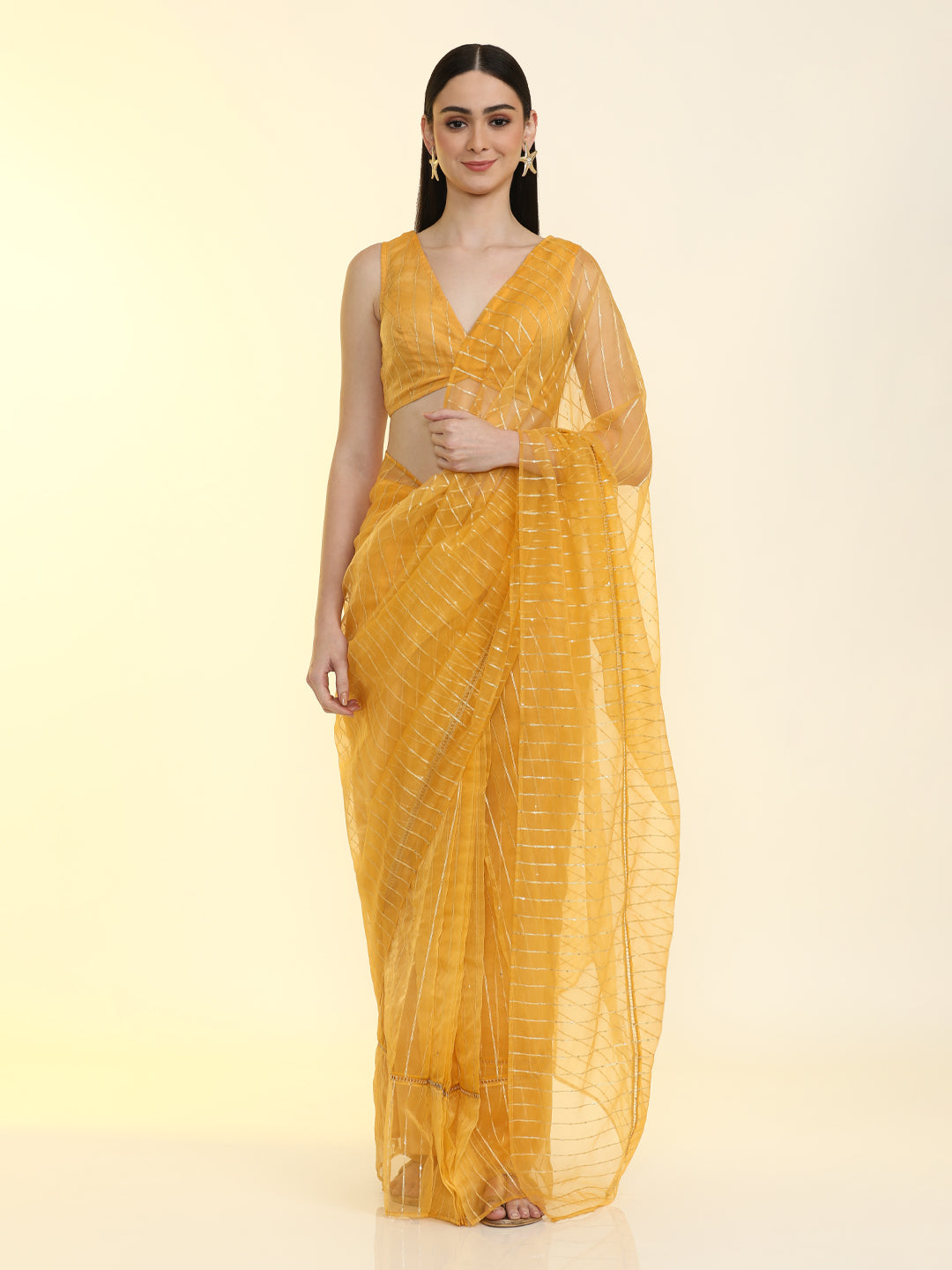 Ready to Wear Embellished Organza Saree