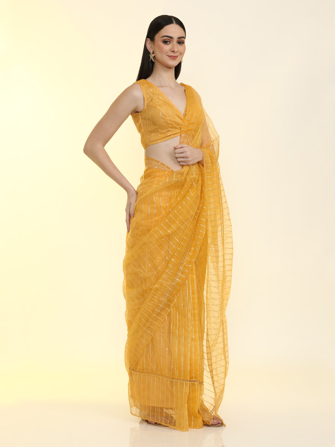 Ready to Wear Embellished Organza Saree