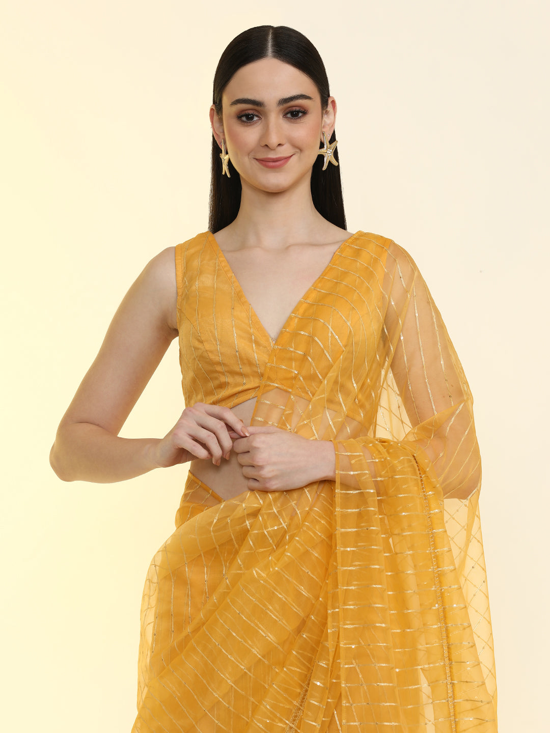 Ready to Wear Embellished Organza Saree