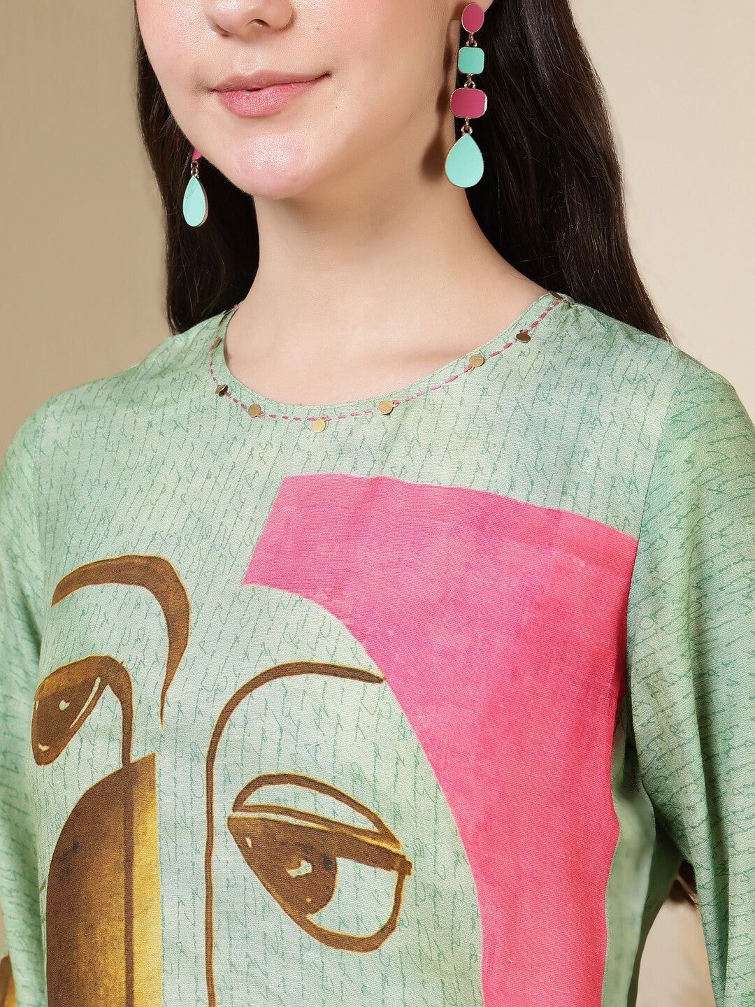 Abstract Embroidered Straight Kurta & Trousers Sets