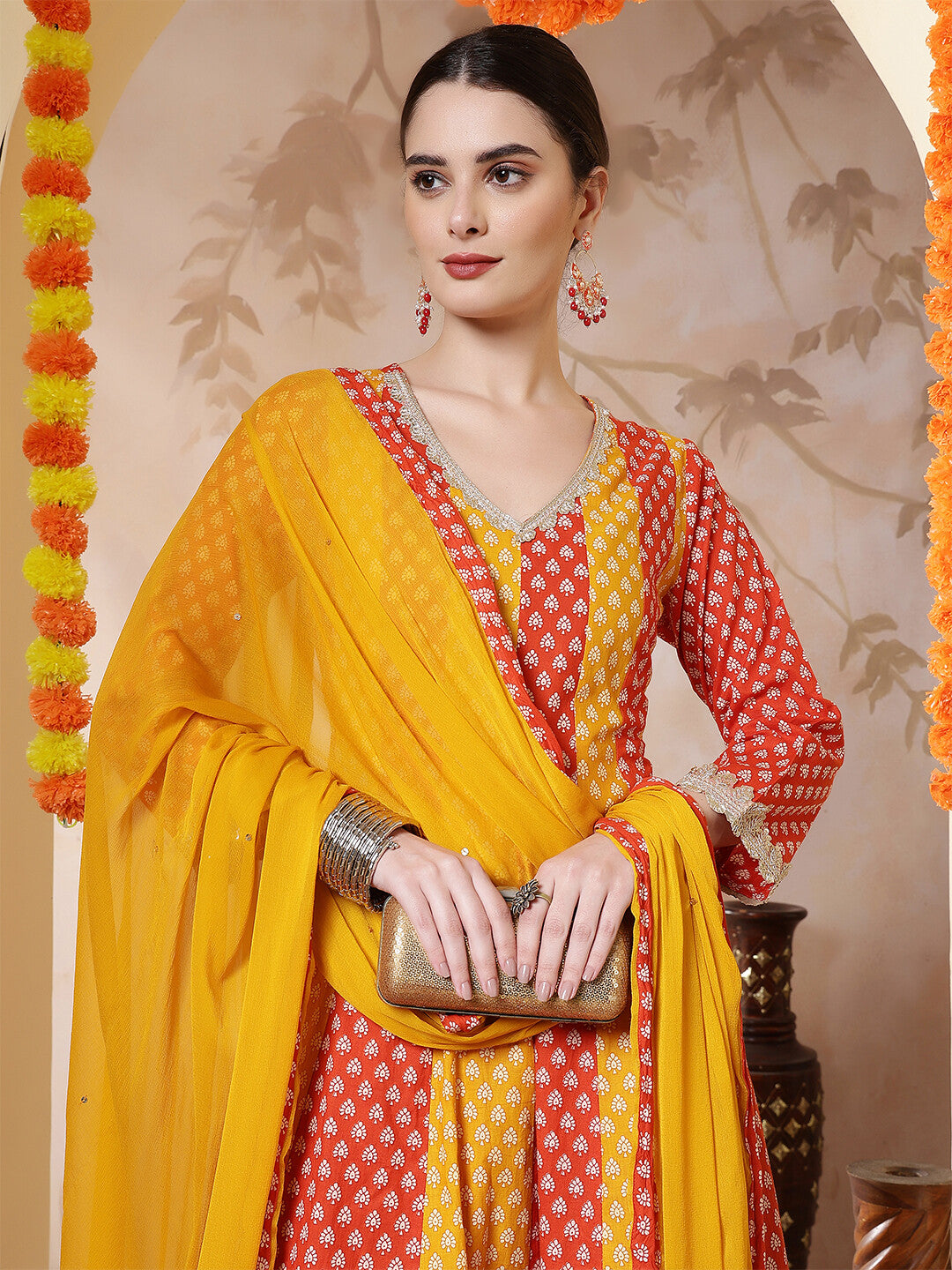 Floral Embroidered A-Line Pure Cotton Kurta & Sharara Sets