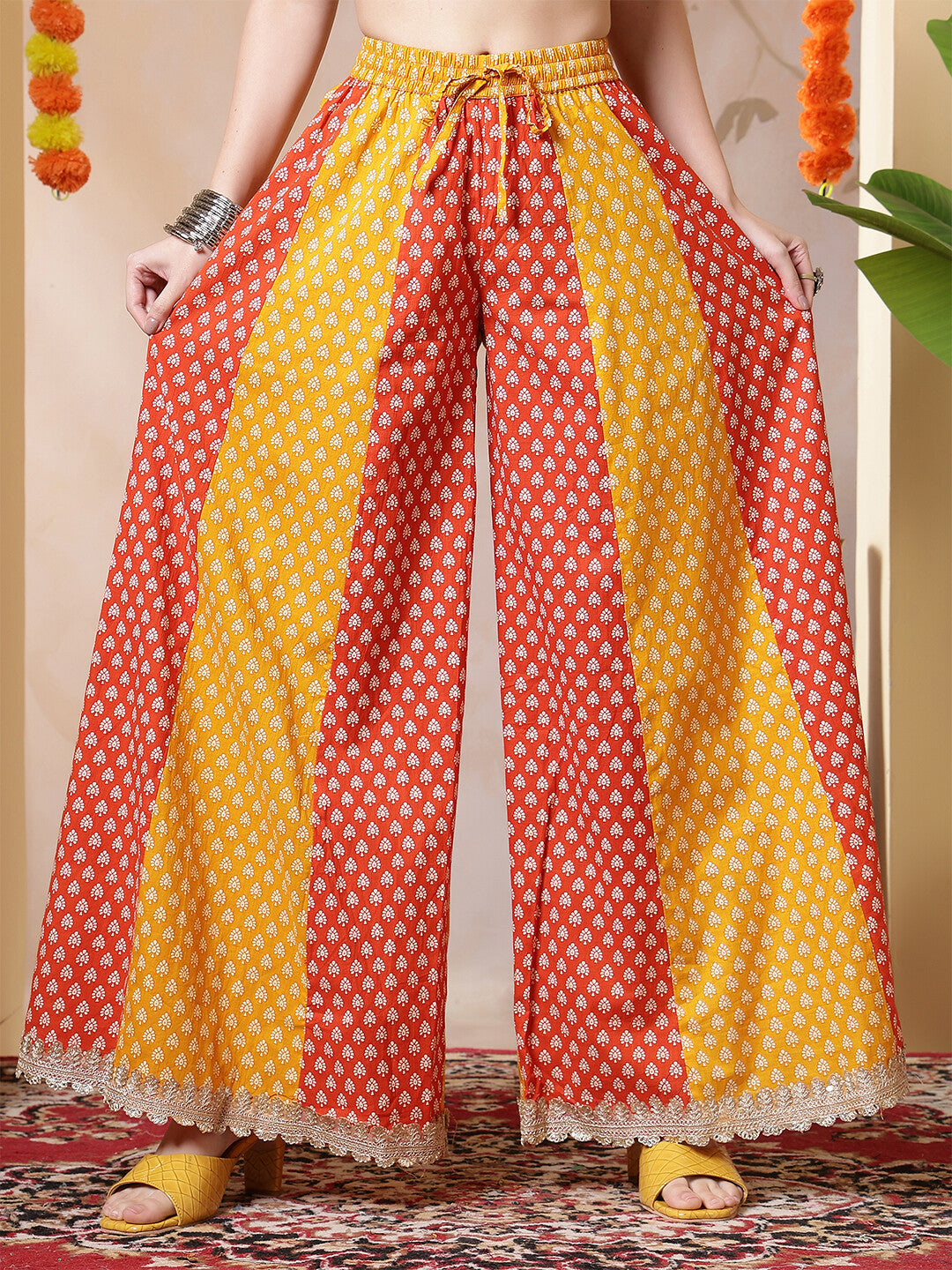 Floral Embroidered A-Line Pure Cotton Kurta & Sharara Sets