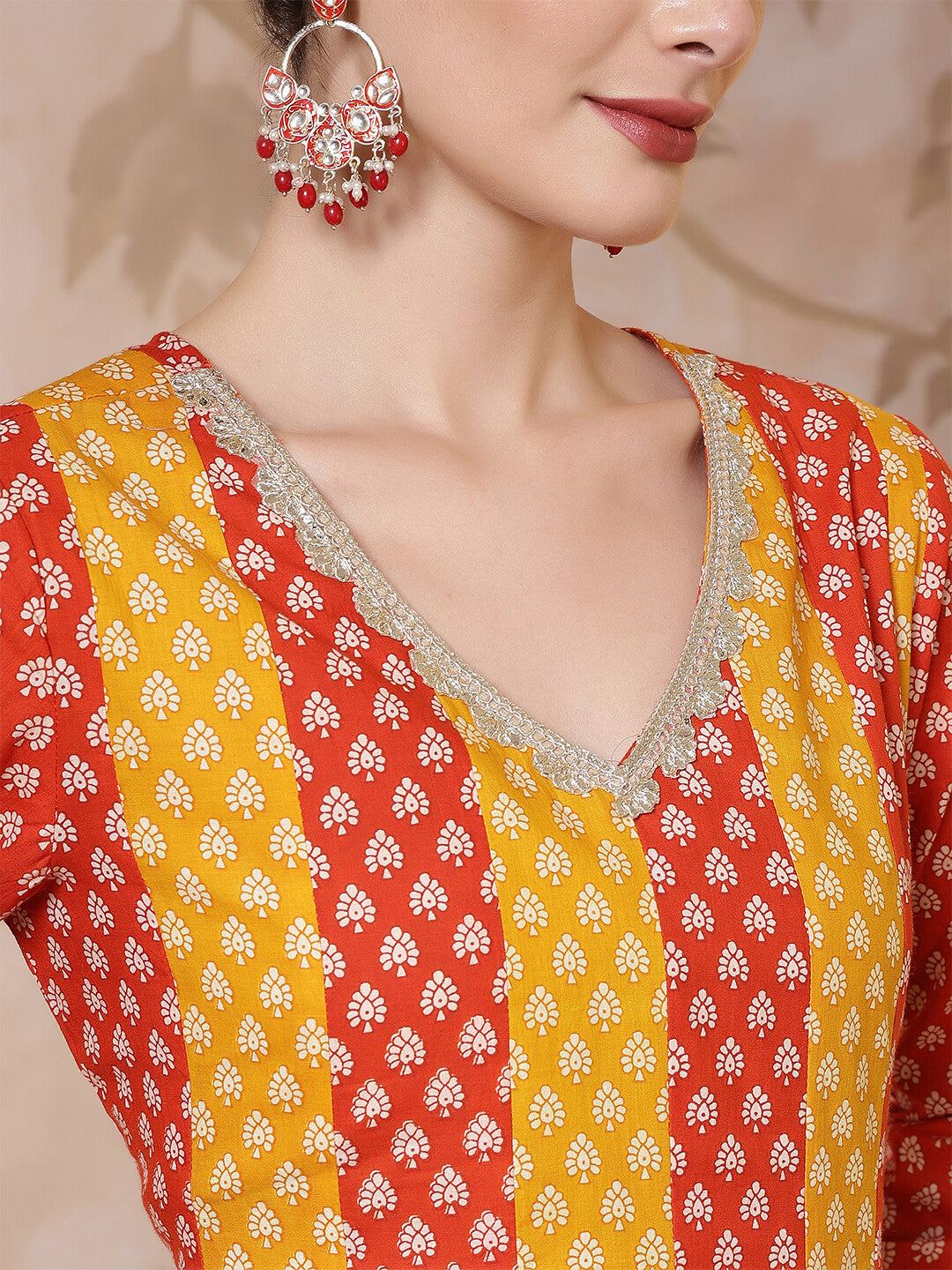 Floral Embroidered A-Line Pure Cotton Kurta & Sharara Sets