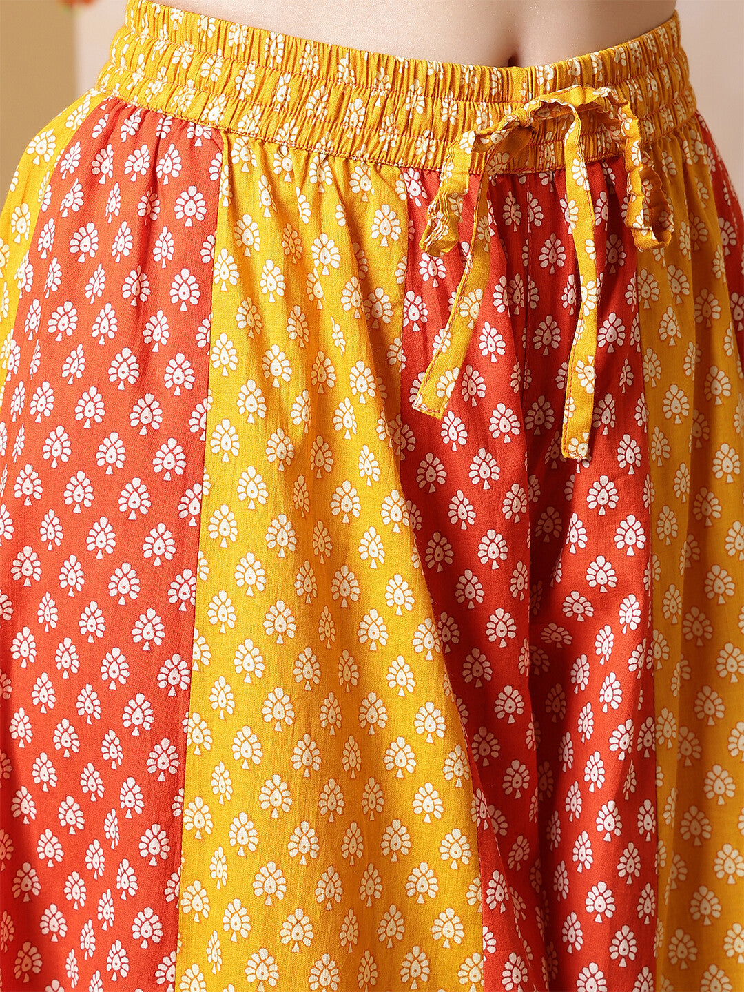 Floral Embroidered A-Line Pure Cotton Kurta & Sharara Sets