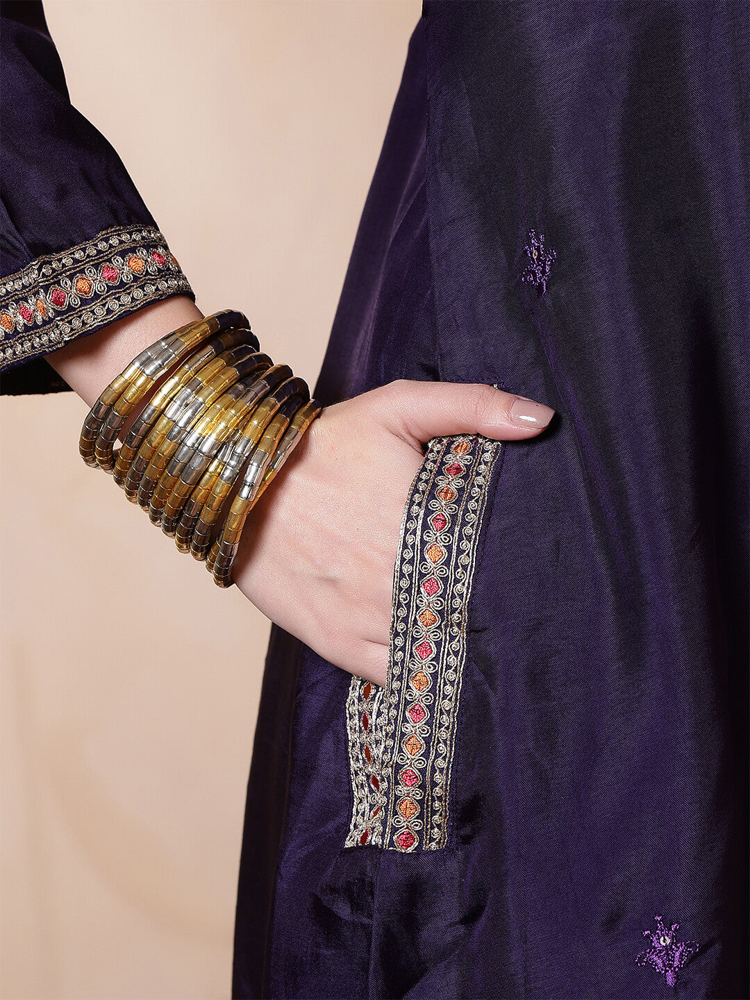 Floral Embroidered Straight Kurta & Trousers Sets