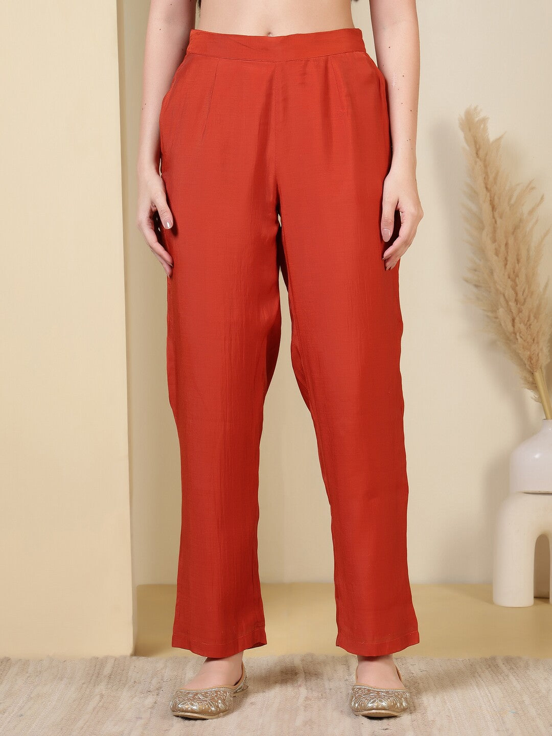 Floral Embroidered Straight Kurta & Trousers Sets