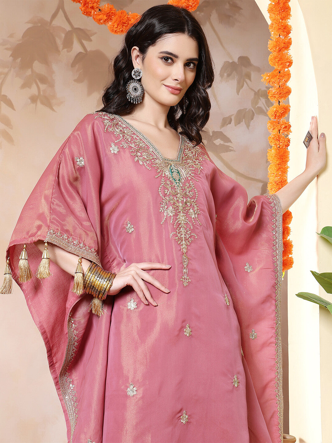 Floral Embroidered Kaftan Kurta & Trousers Sets