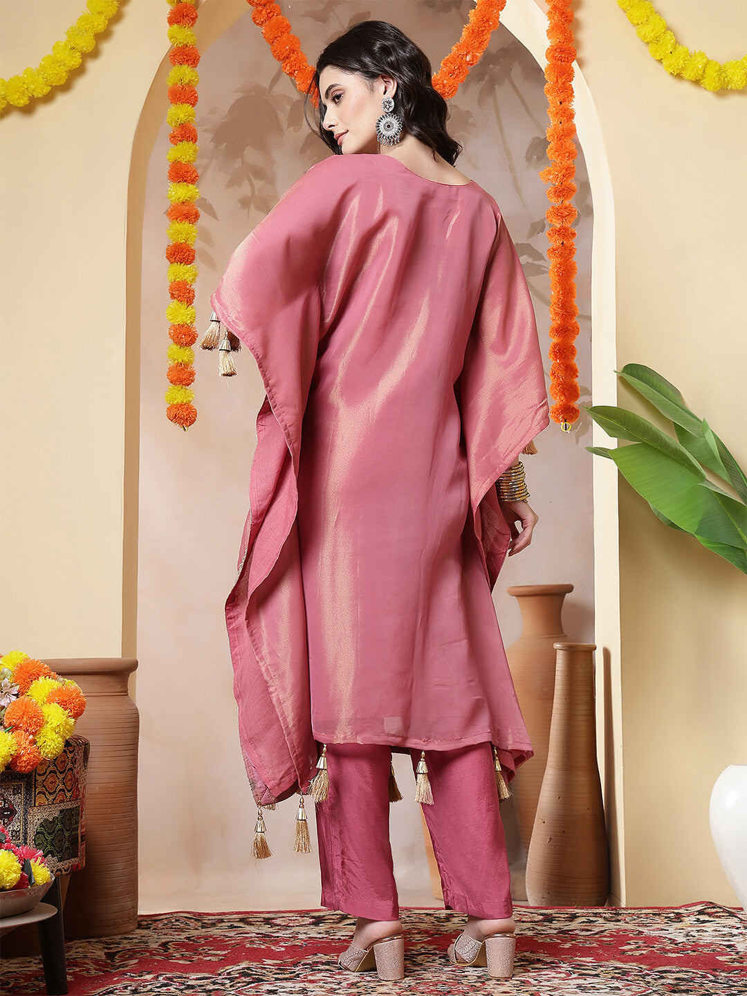 Floral Embroidered Kaftan Kurta & Trousers Sets