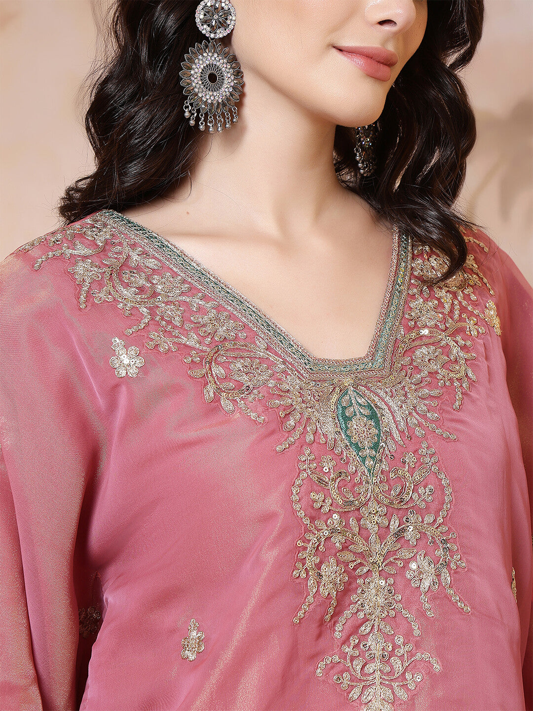 Floral Embroidered Kaftan Kurta & Trousers Sets