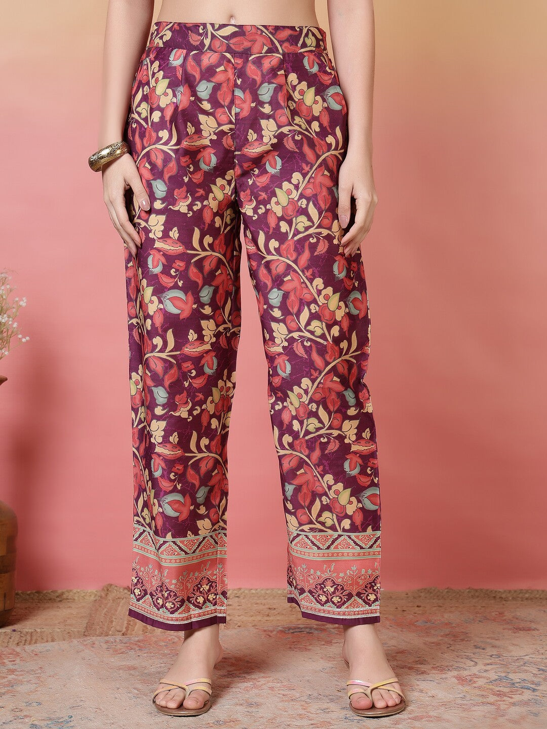 Floral Printed Straight Kurta & Trousers Sets