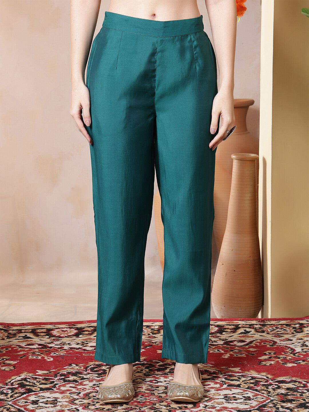 Floral Embroidered Straight Kurta & Trousers Sets