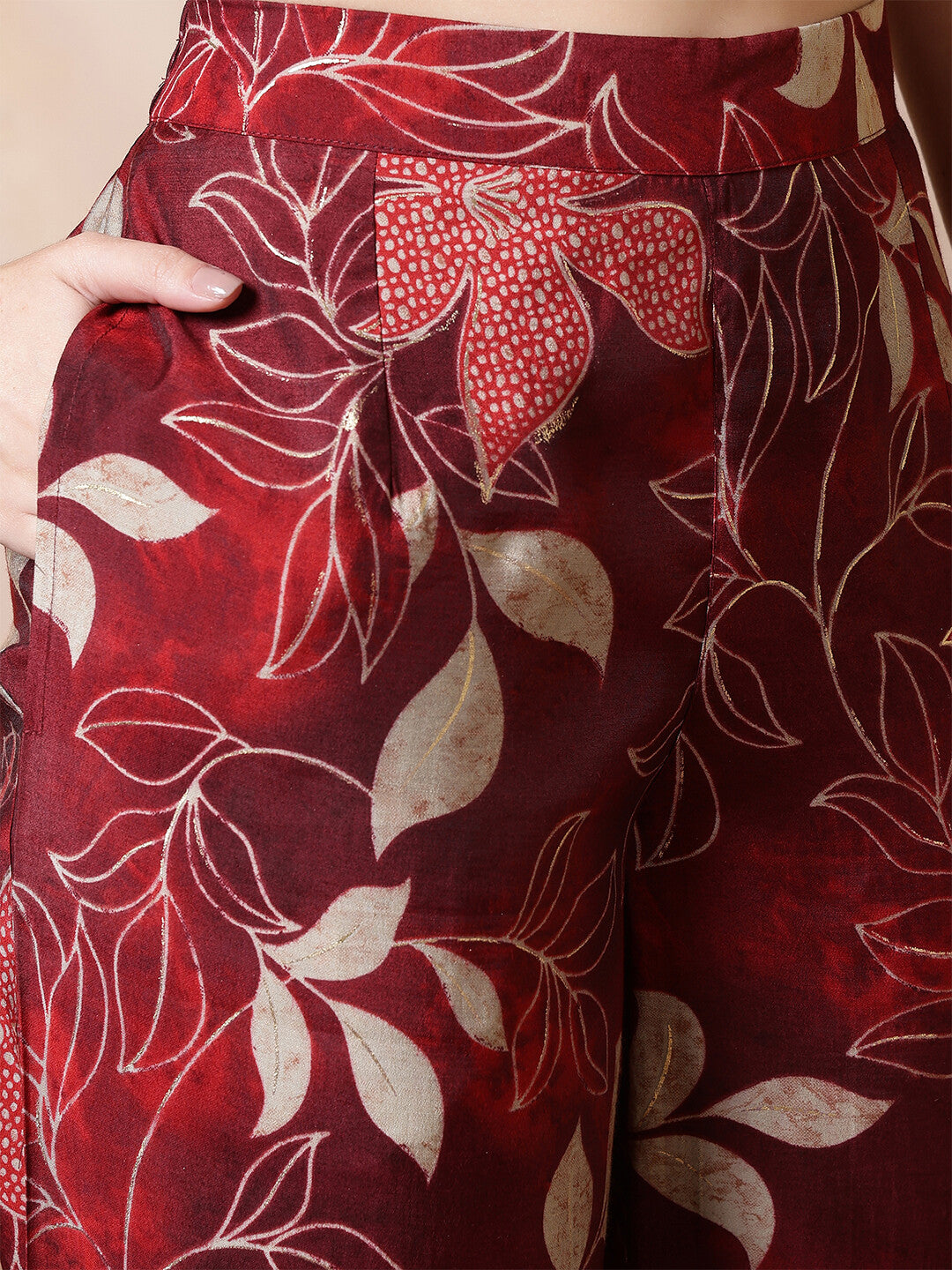 Floral Embroidered Straight Kurta & Trousers Sets