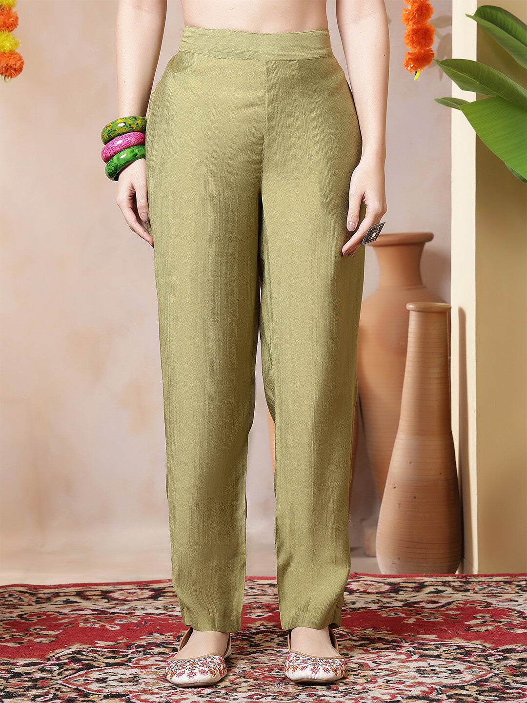 Floral Embroidered Straight Kurta & Trousers Sets