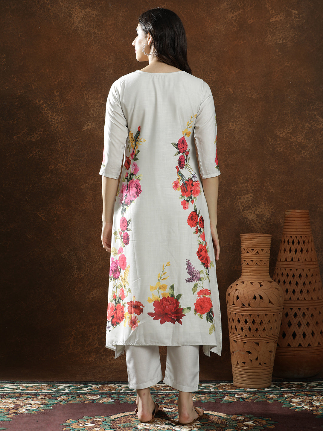 Floral Printed A-Line Kurta & Trousers Sets