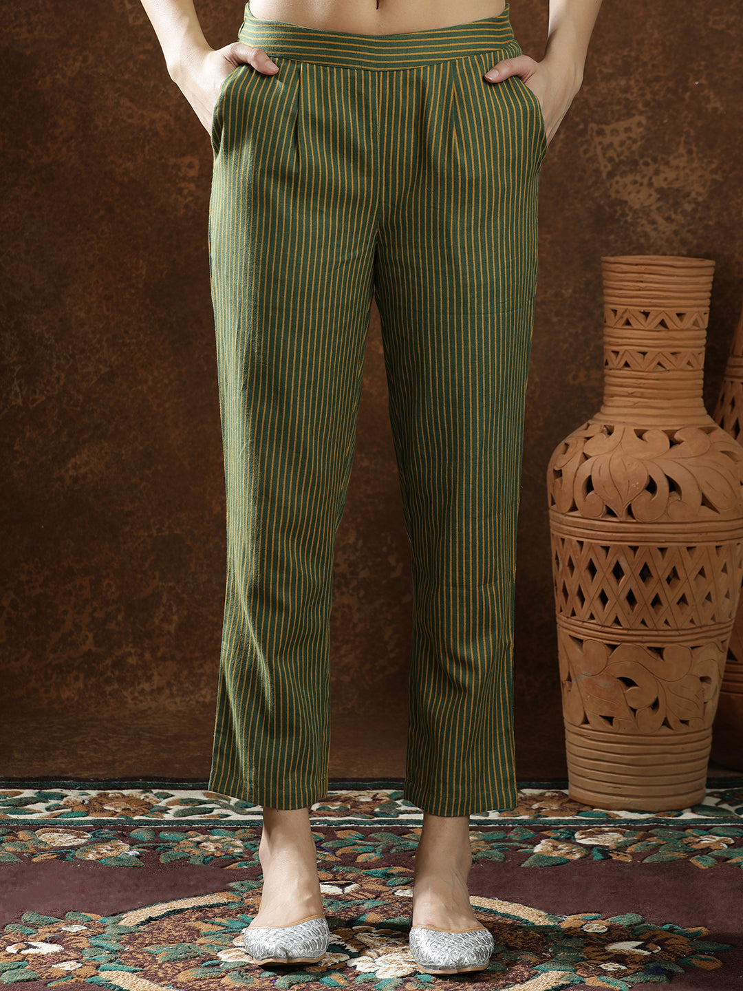 Floral Embroidered Straight Kurta & Trousers Sets