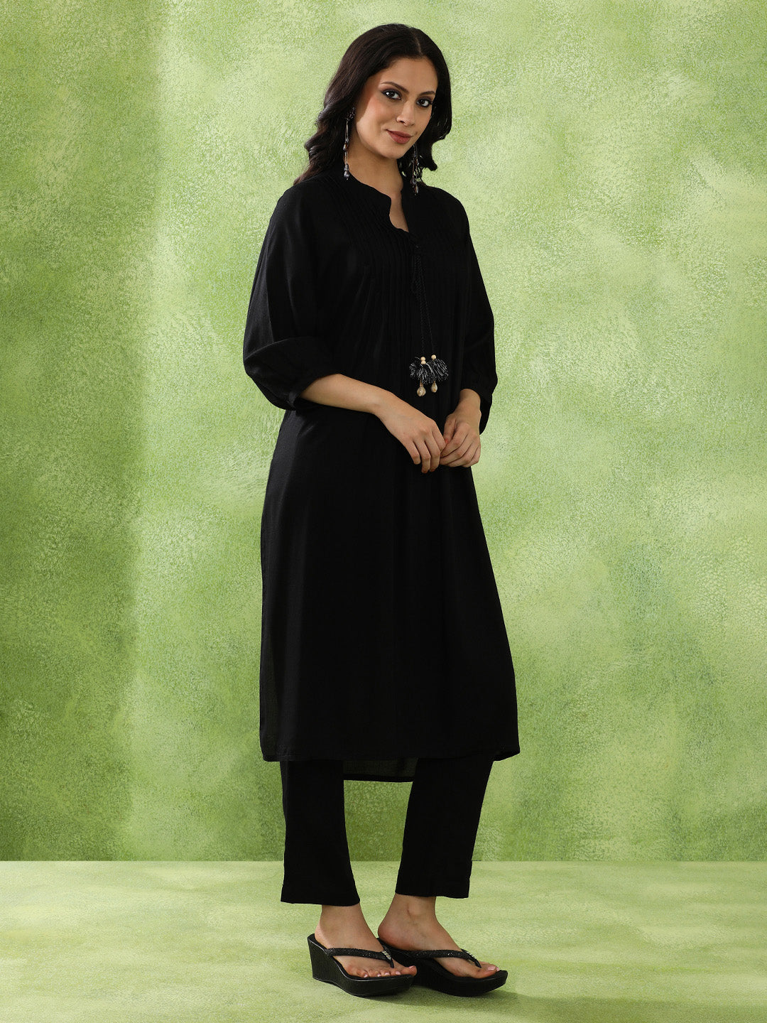 Embroidered Straight Kurta & Trousers Sets