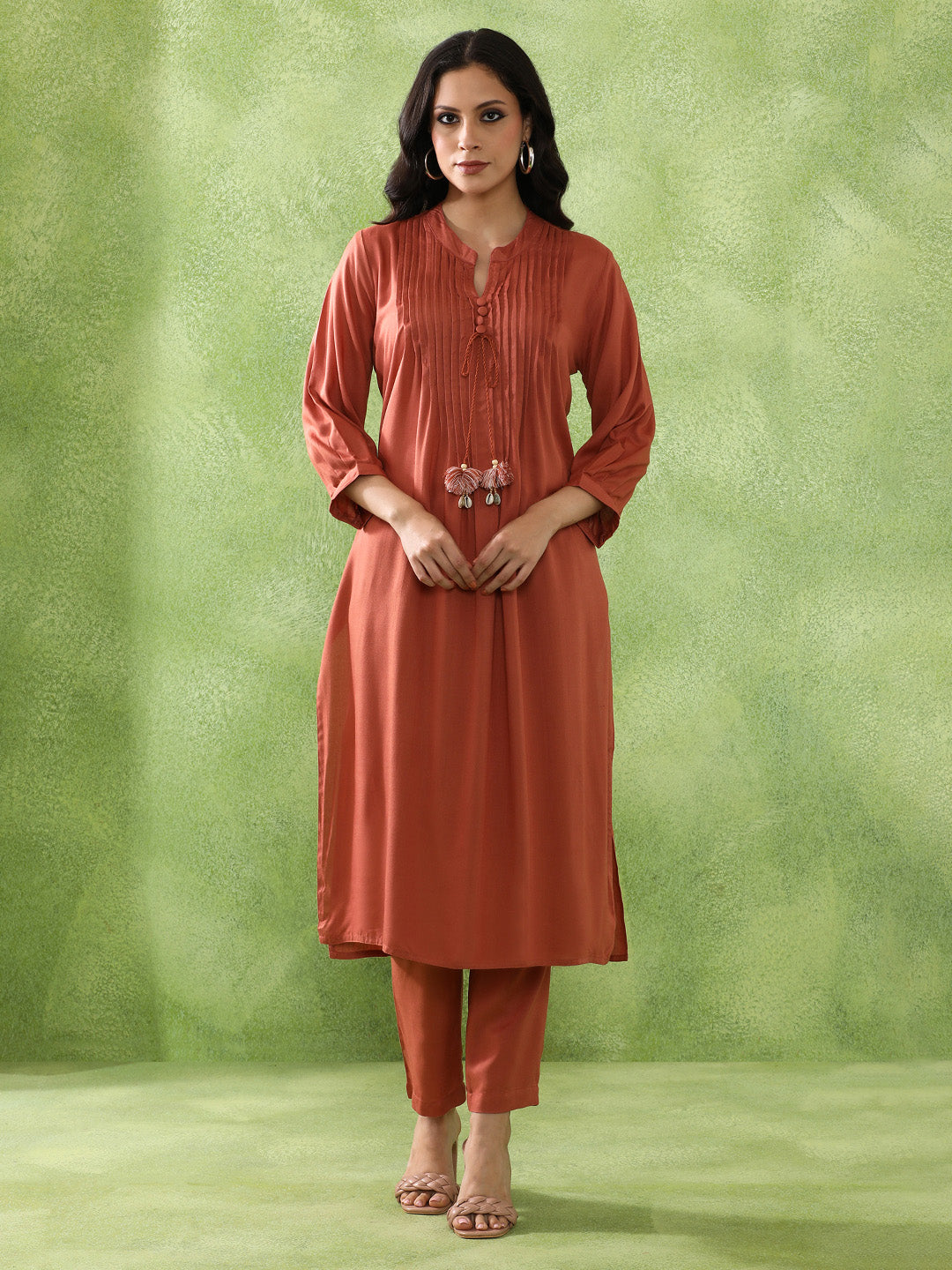 Embroidered Straight Kurta & Trousers Sets