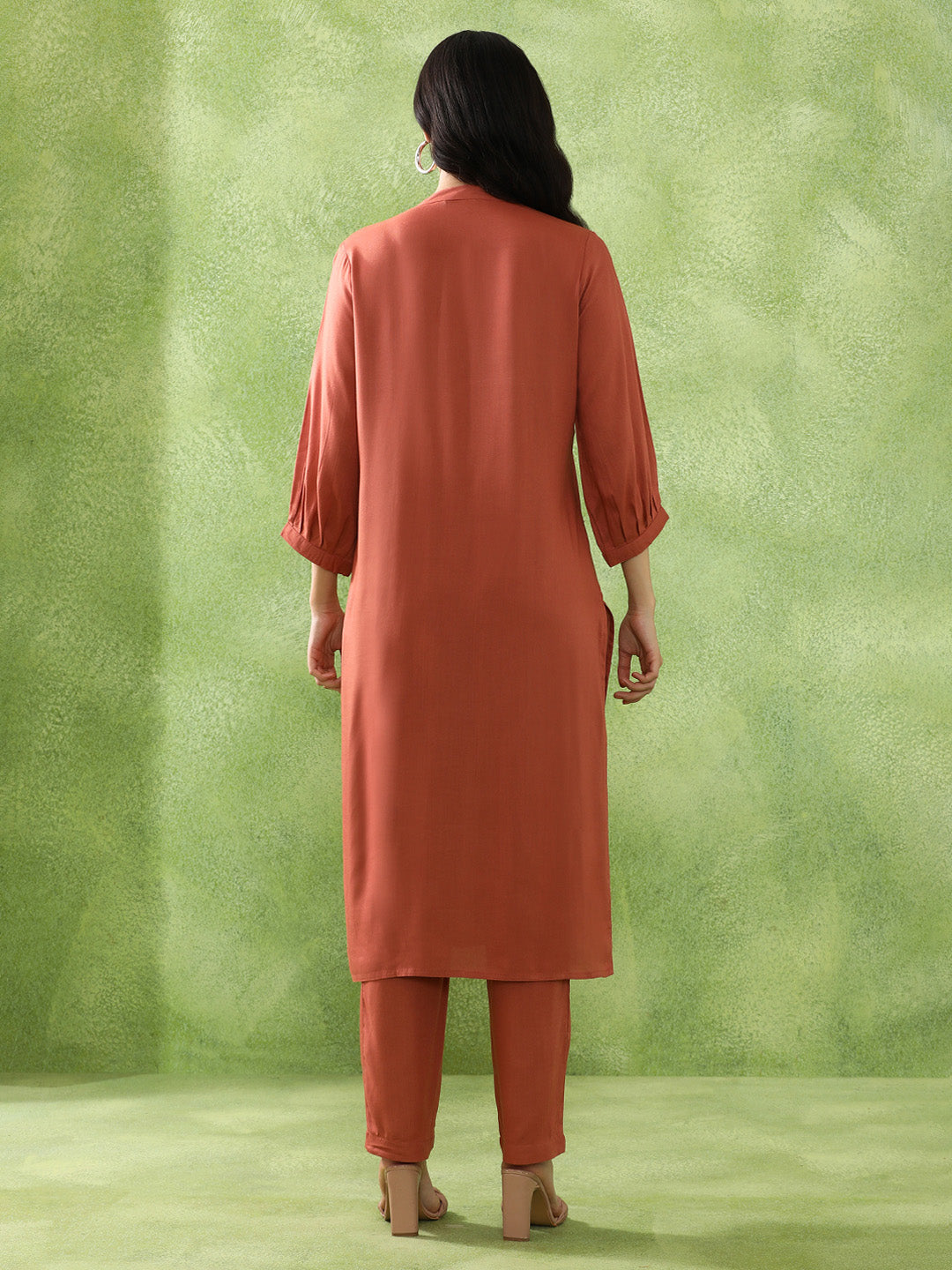 Embroidered Straight Kurta & Trousers Sets