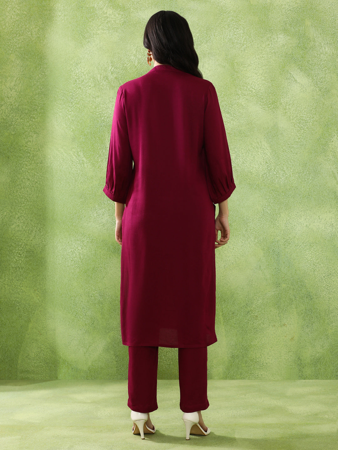 Embroidered Straight Kurta & Trousers Sets