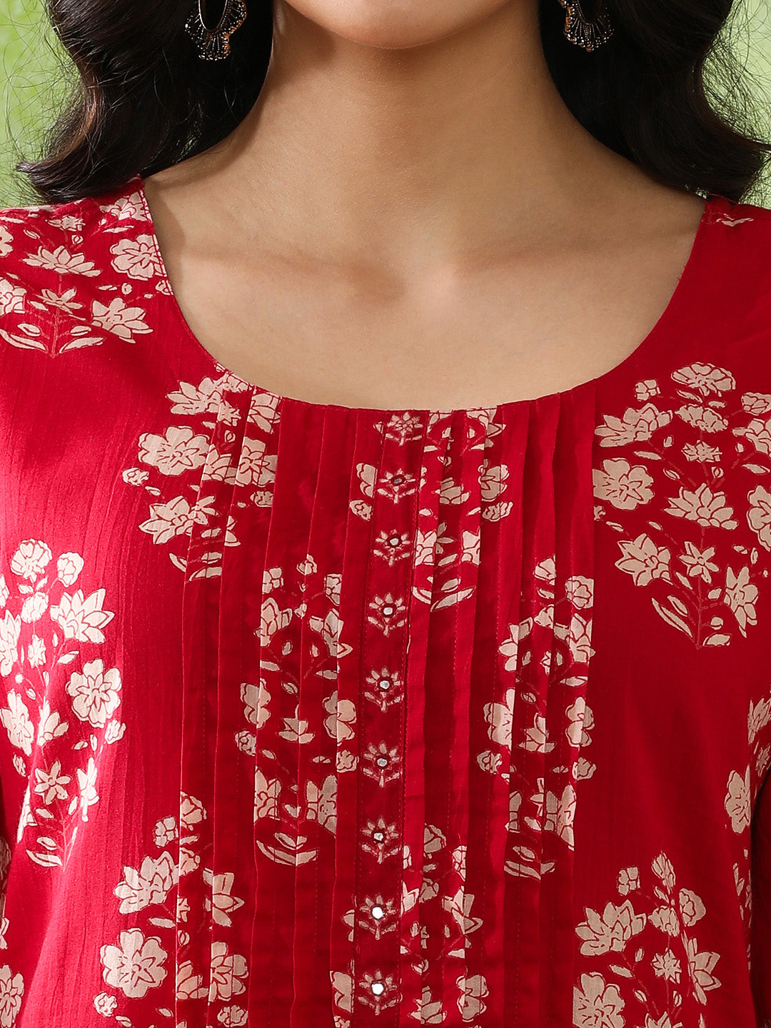 Floral Printed A-Line Pure Cotton Kurta & Trousers Sets