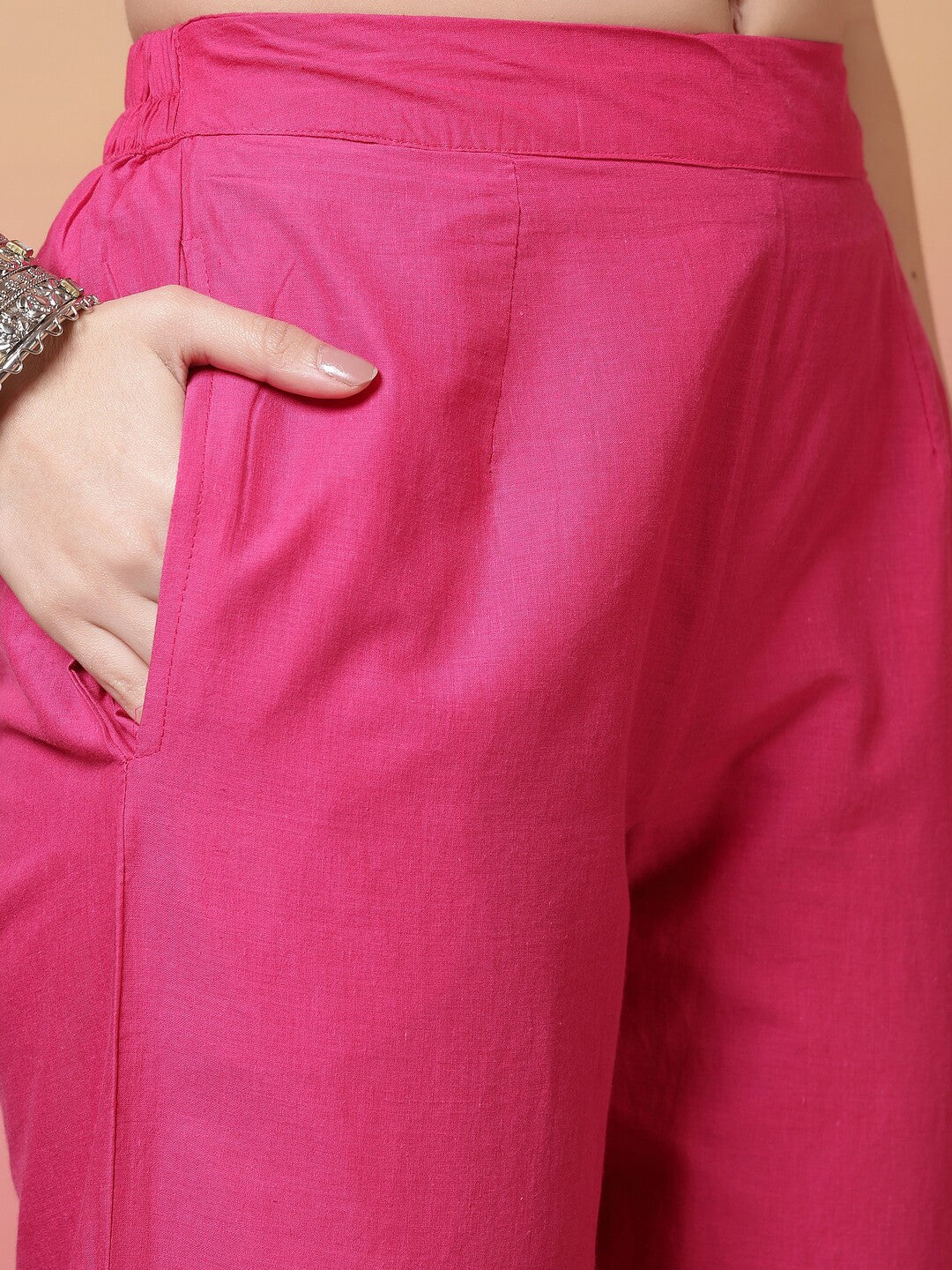 Floral Embroidered Straight Pure Cotton Kurta & Trousers Sets