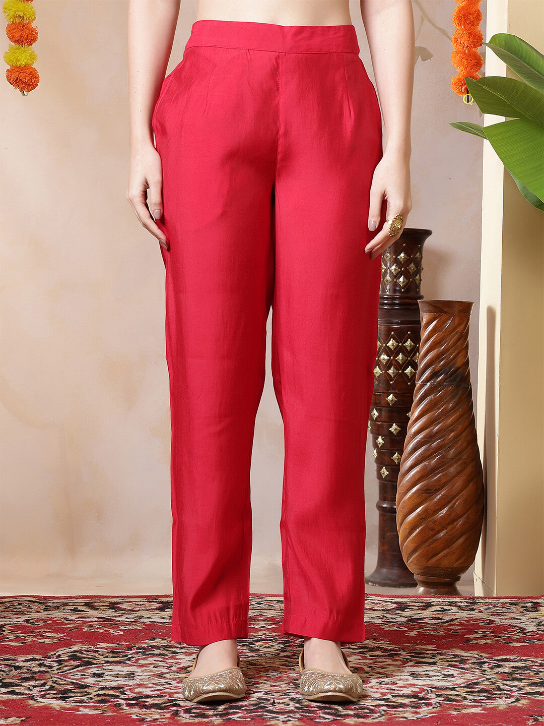 Bandhani Embroidered Straight Kurta & Trousers Sets