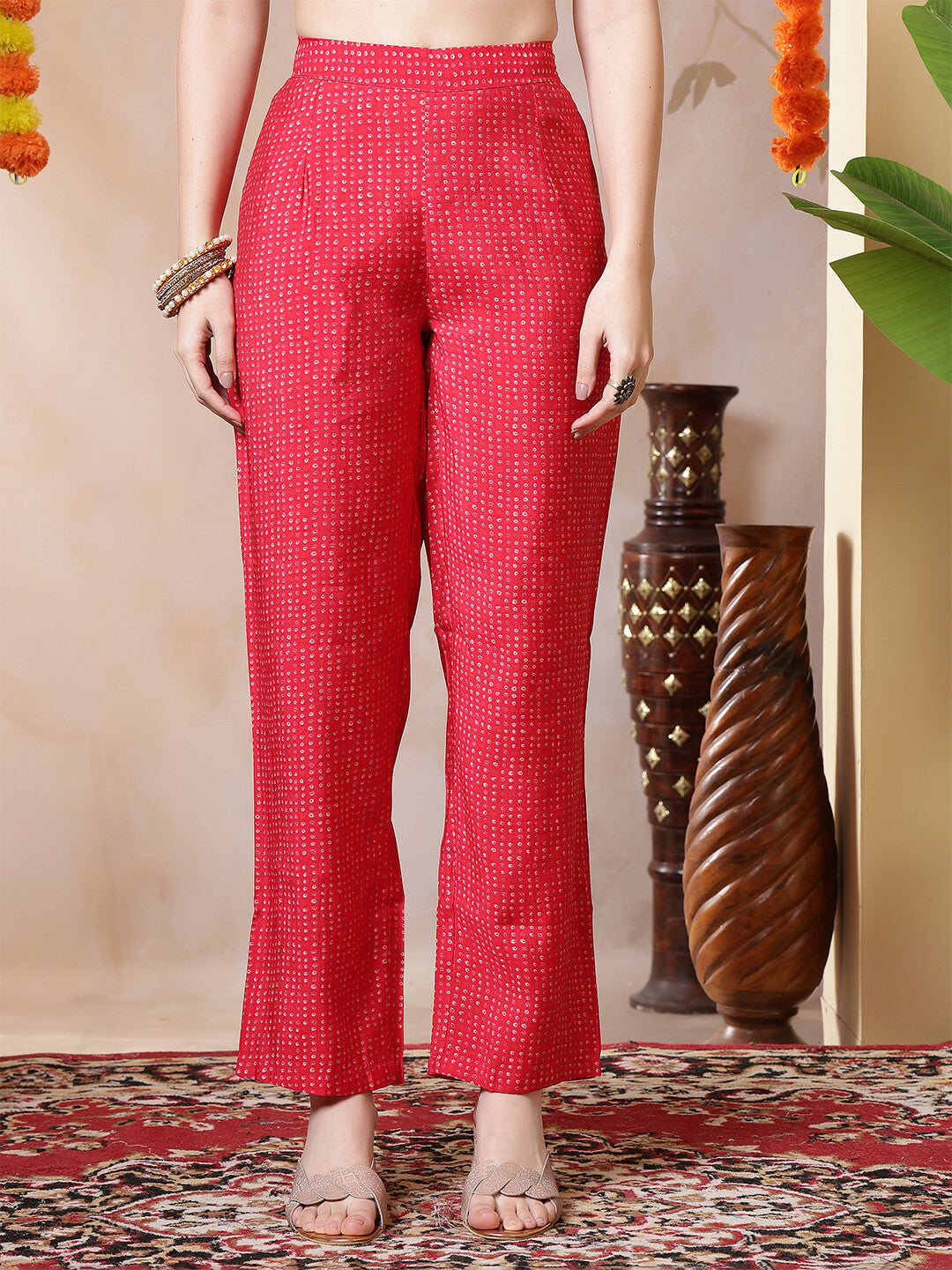 Floral Embroidered Straight Kurta & Trousers Sets