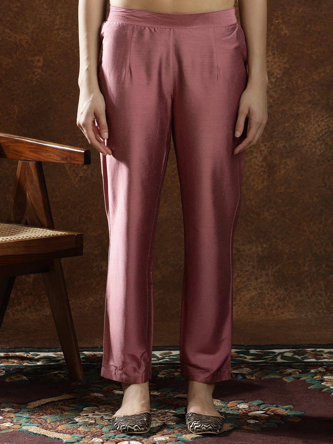 Floral Embroidered Straight Kurta & Trousers Sets