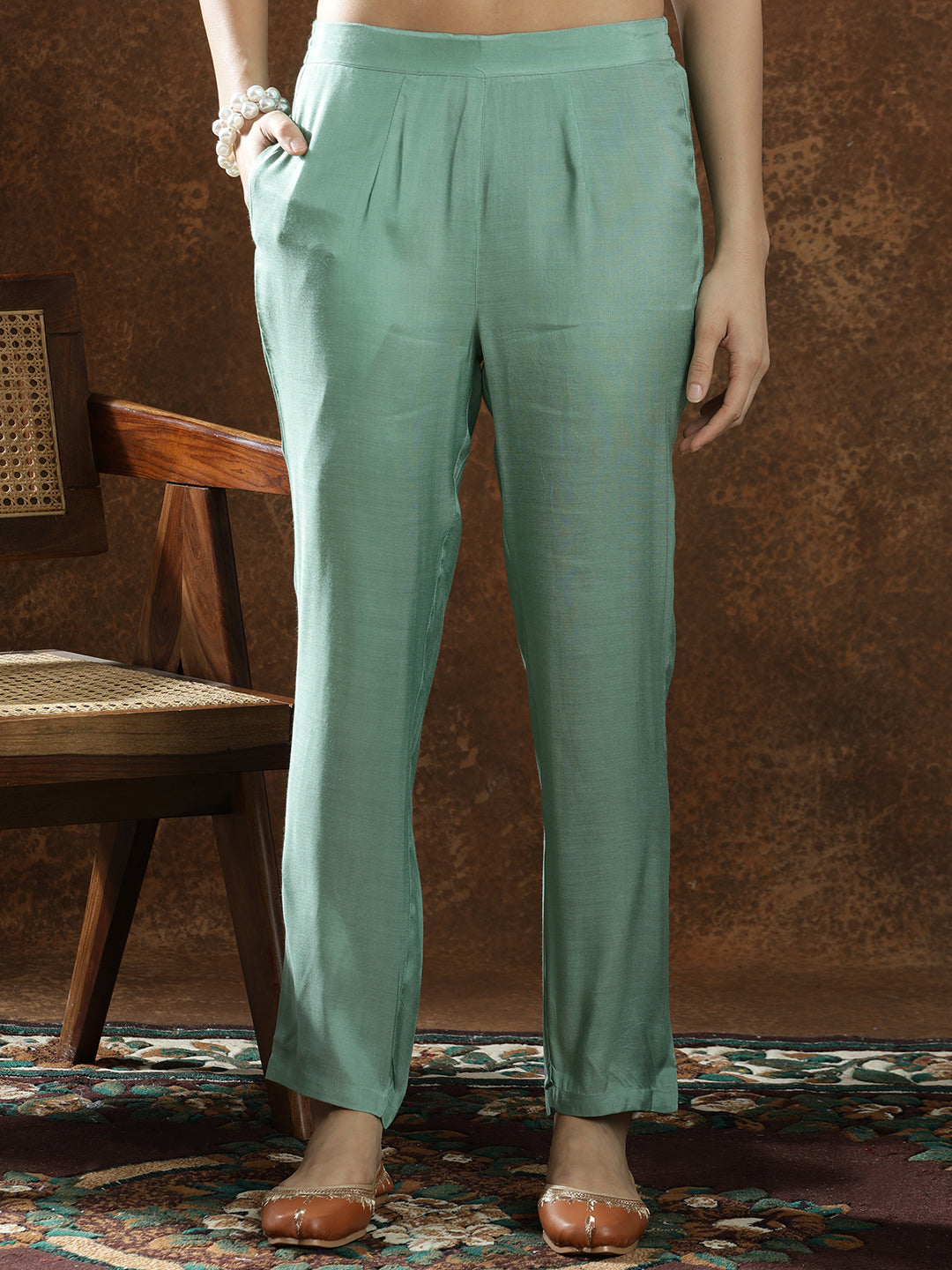 Floral Embroidered Straight Kurta & Trousers Sets