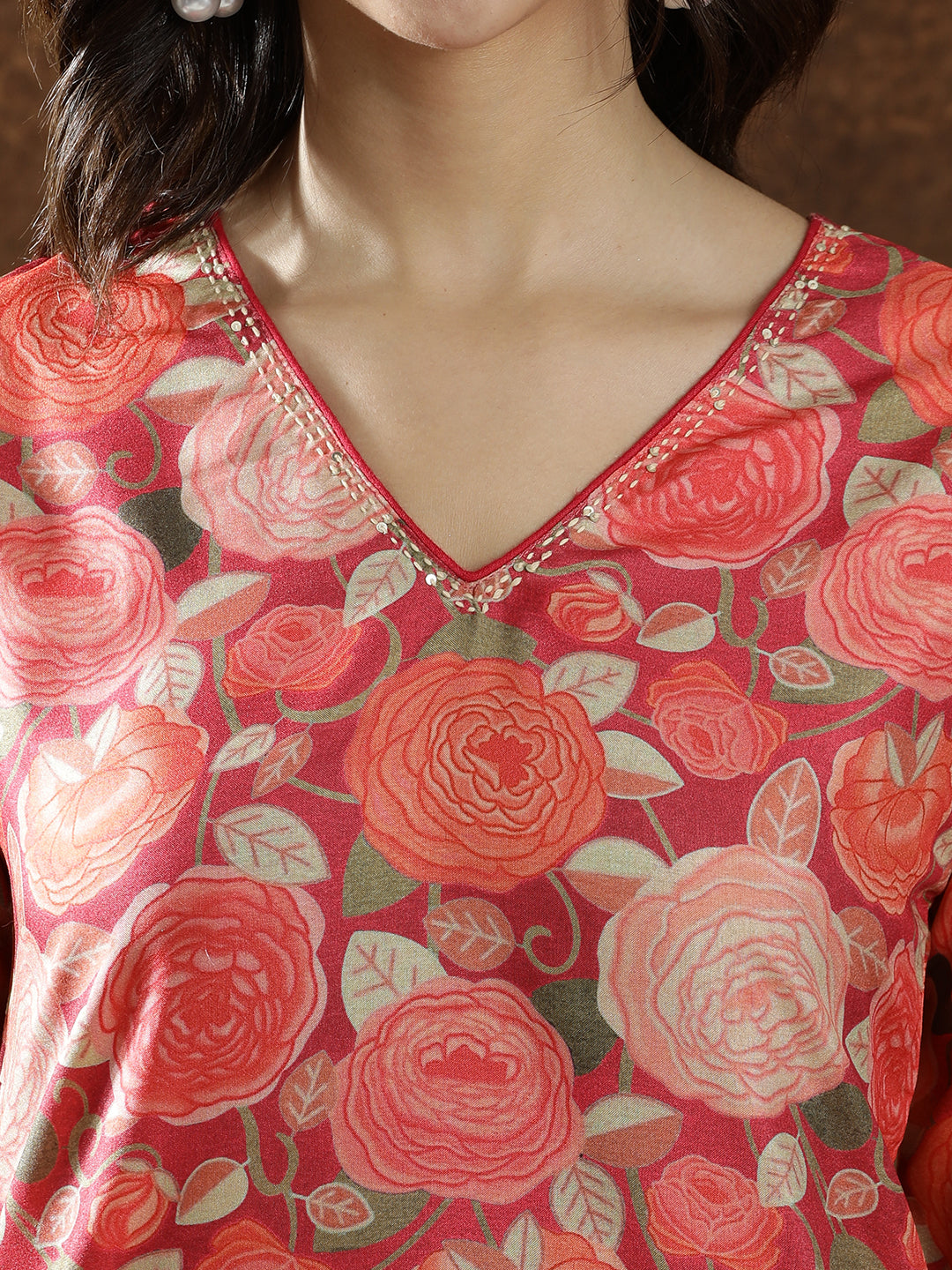 Floral Embroidered Straight Kurta