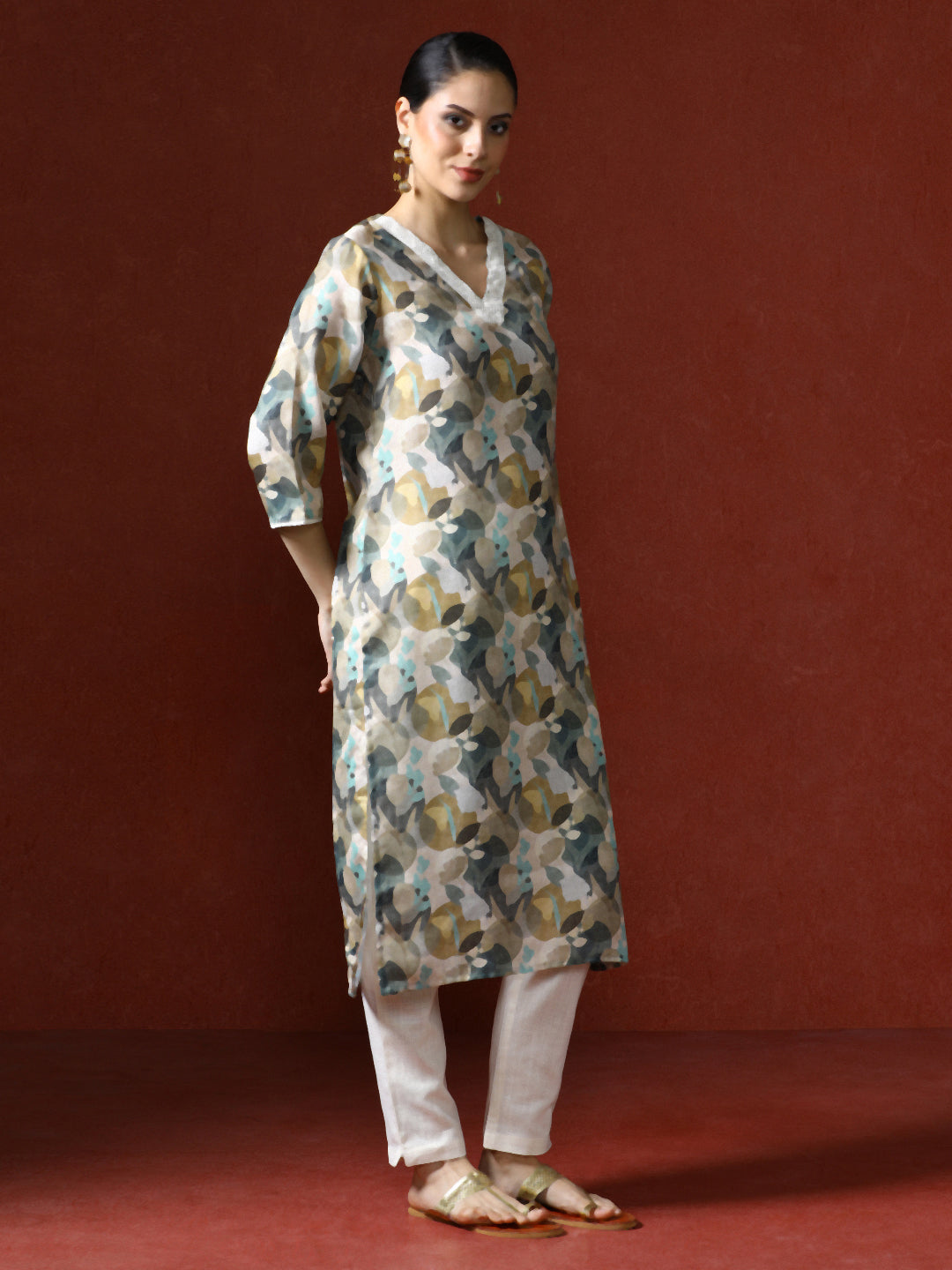 Floral Printed Straight Kurta