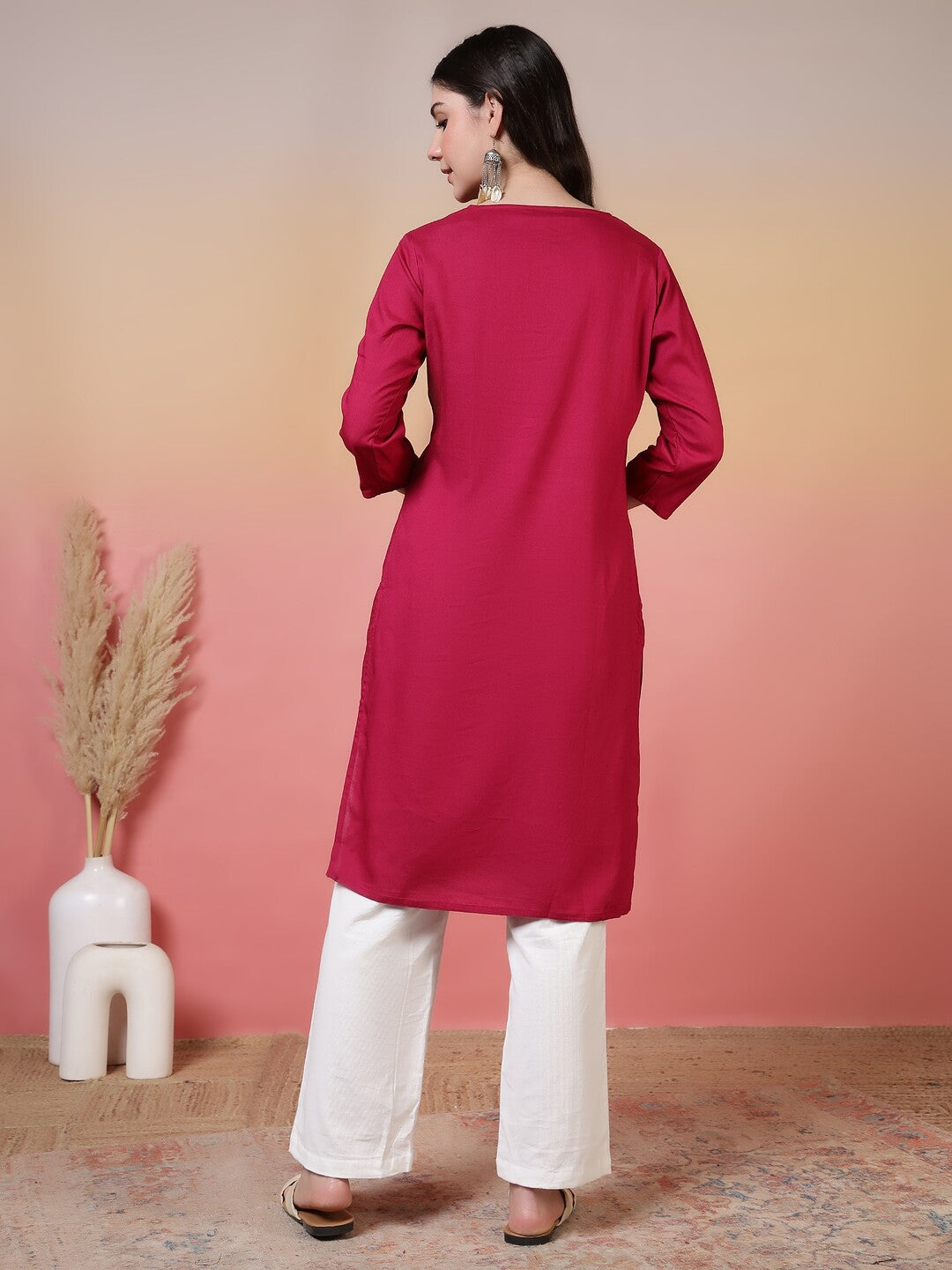 Floral Embroidered A-Line Kurta