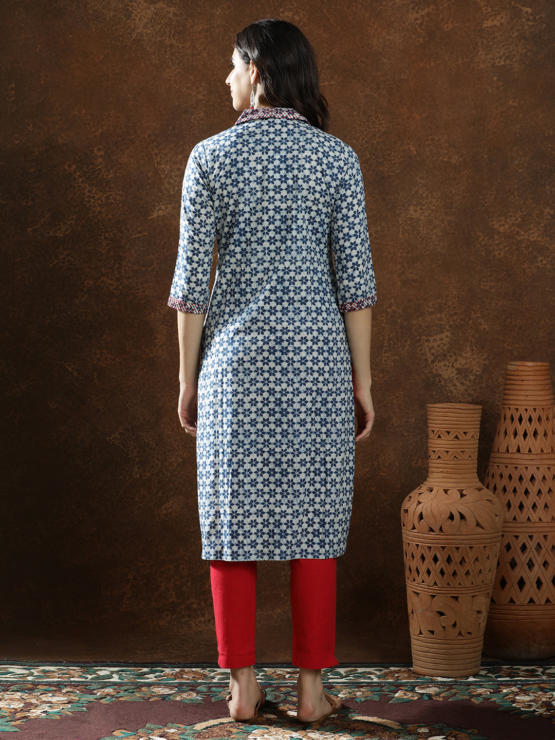 Floral Printed Straight Pure Cotton Kurta