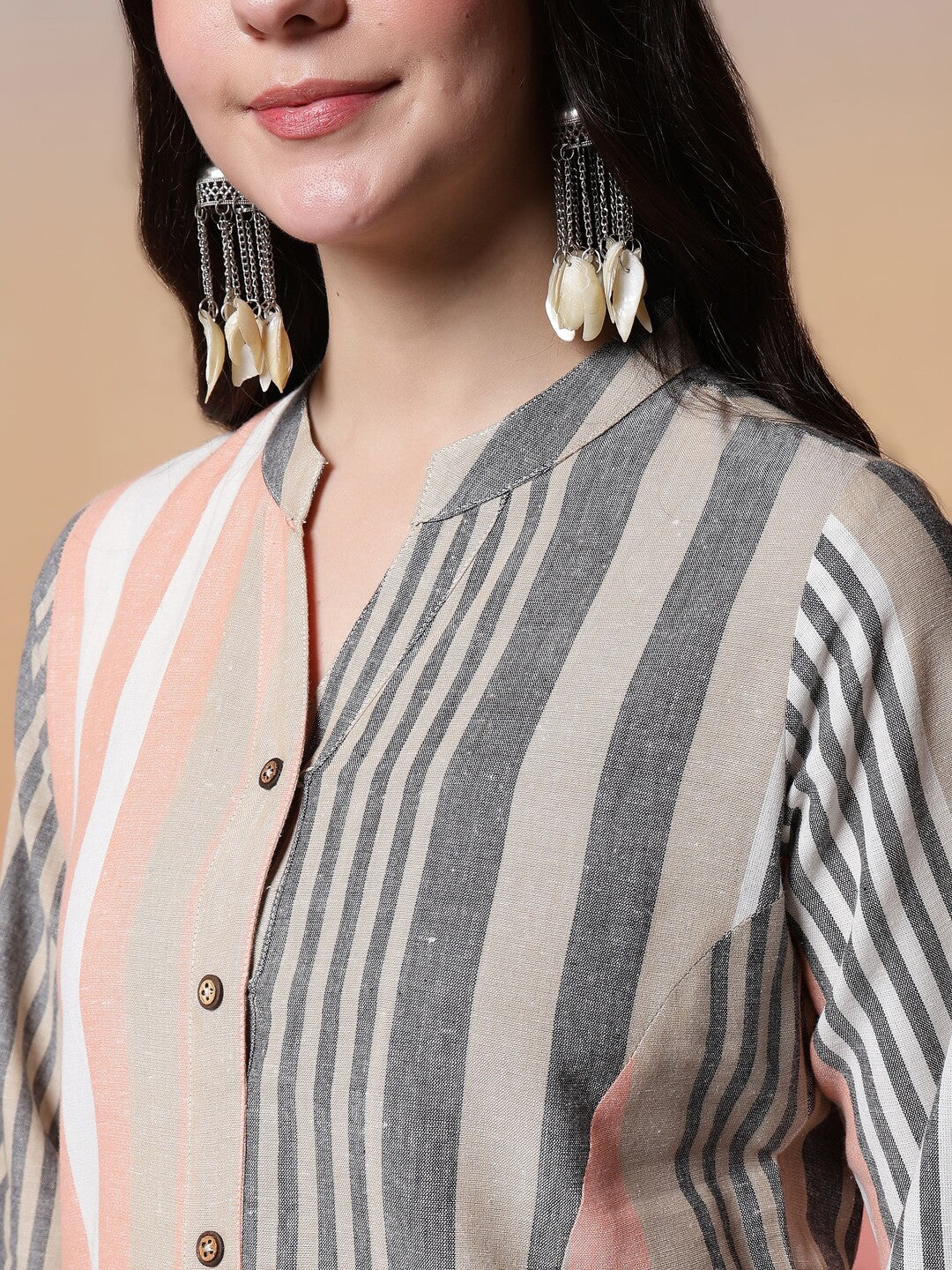 Striped Printed Straight Pure Cotton Kurta