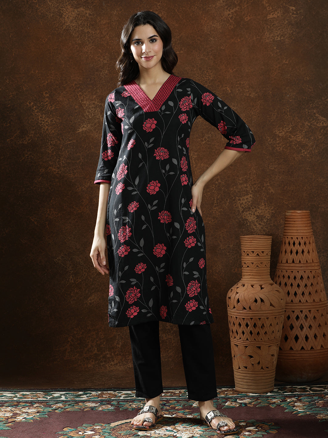 Floral Printed Straight Kurta