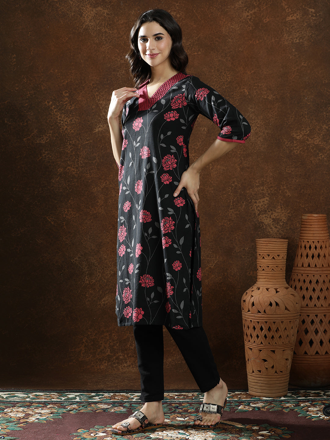 Floral Printed Straight Kurta