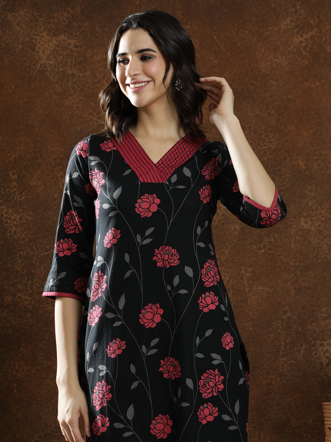 Floral Printed Straight Kurta