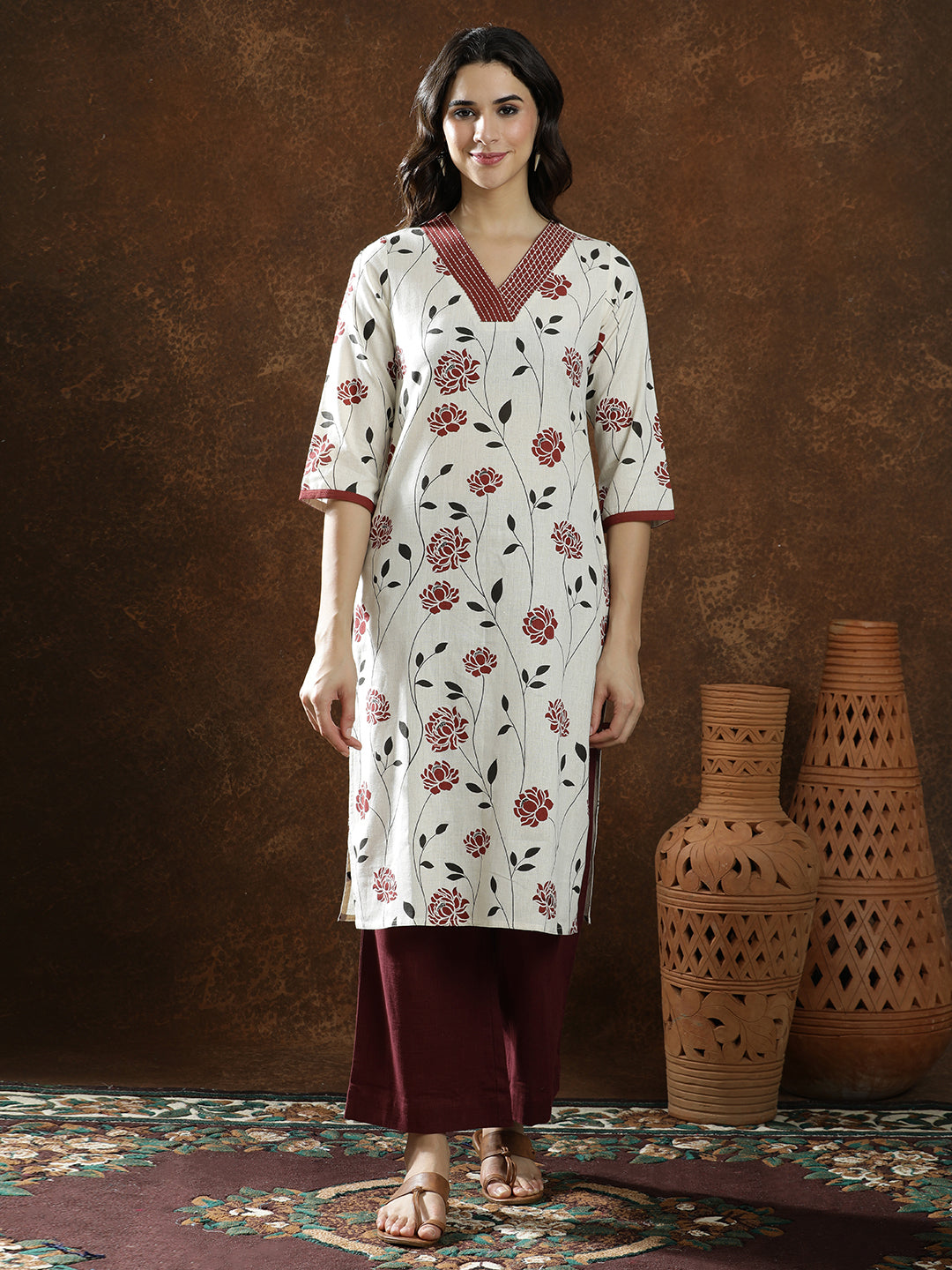 Floral Printed Straight Kurta