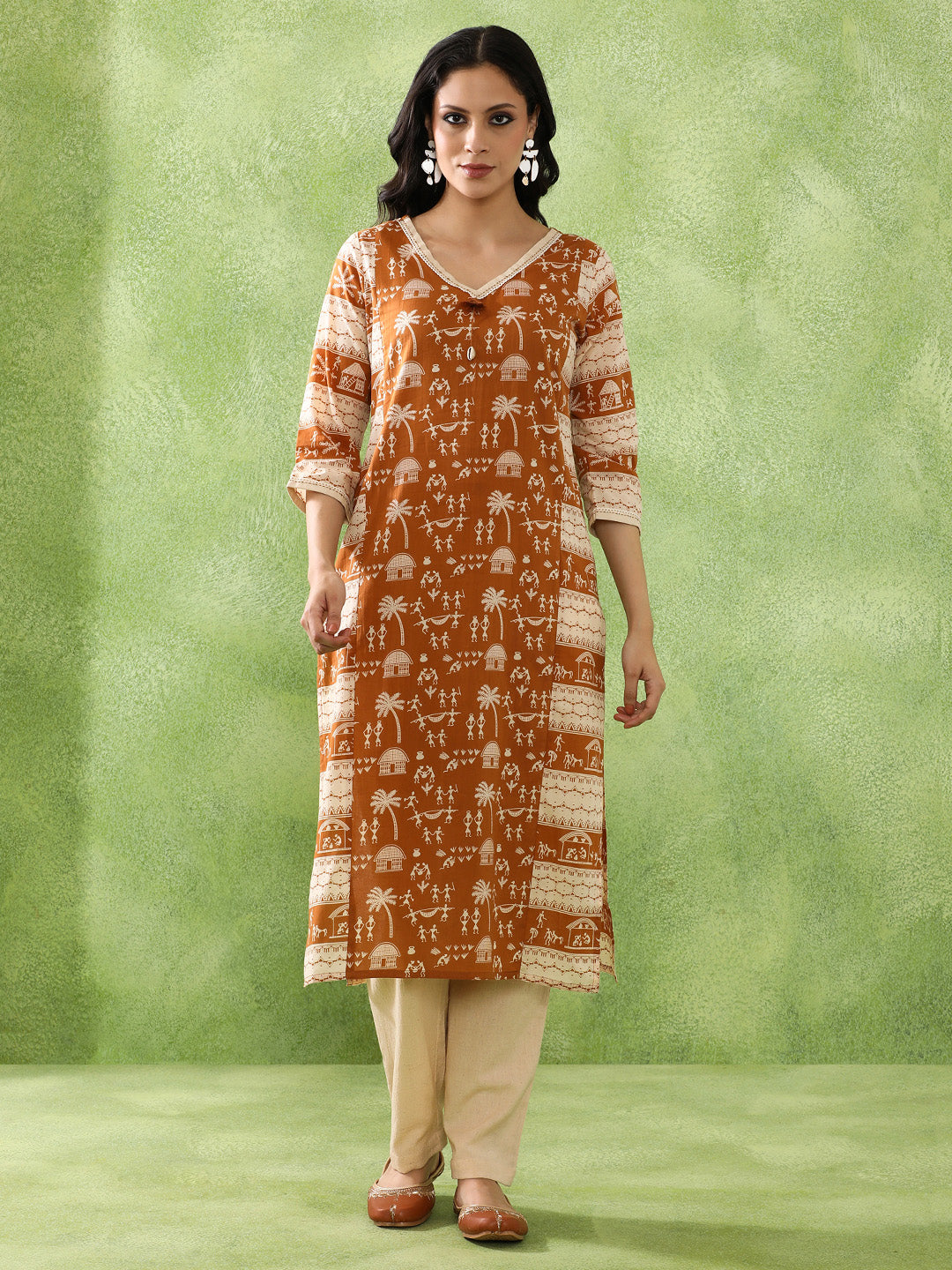 Floral Embroidered Straight Pure Cotton Kurta