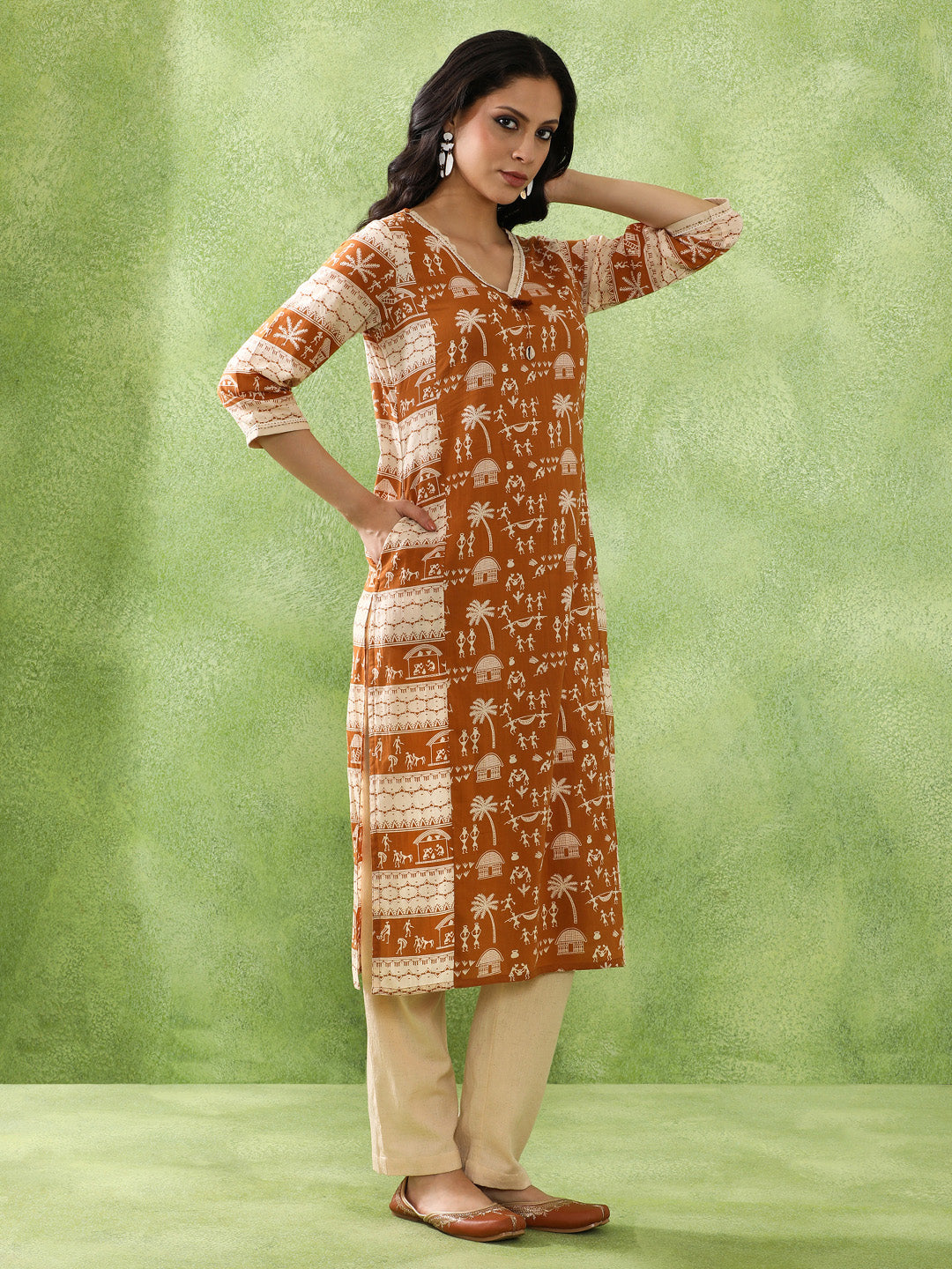 Floral Embroidered Straight Pure Cotton Kurta