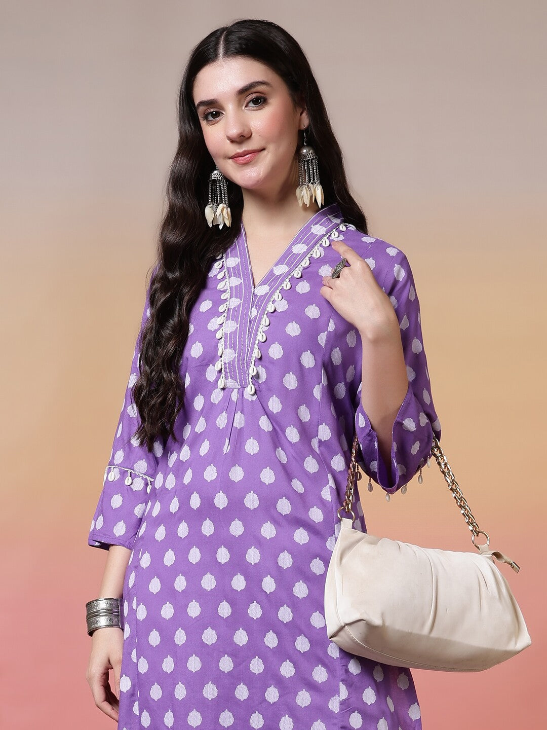 Floral Embroidered A-Line Kurta