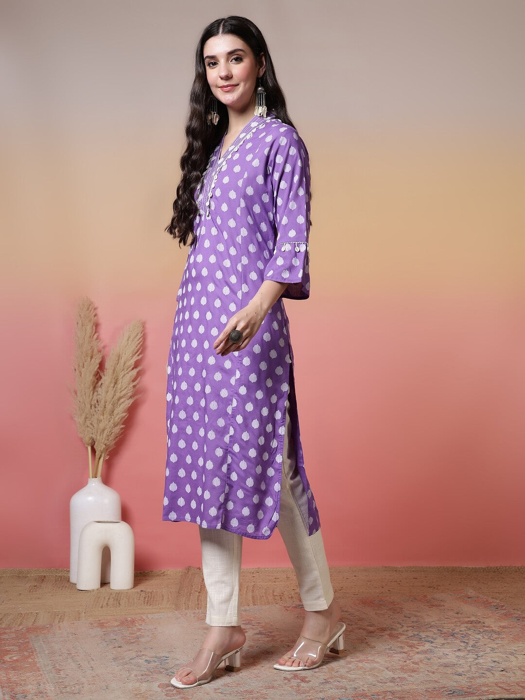 Floral Embroidered A-Line Kurta