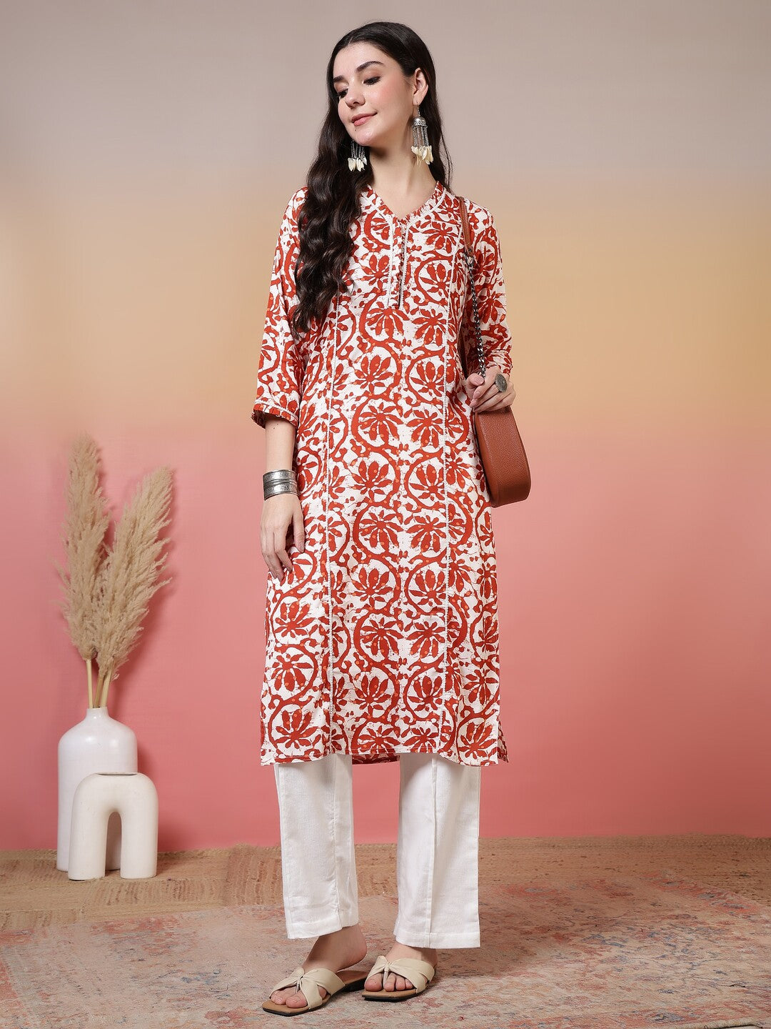 Floral Embroidered A-Line Kurta