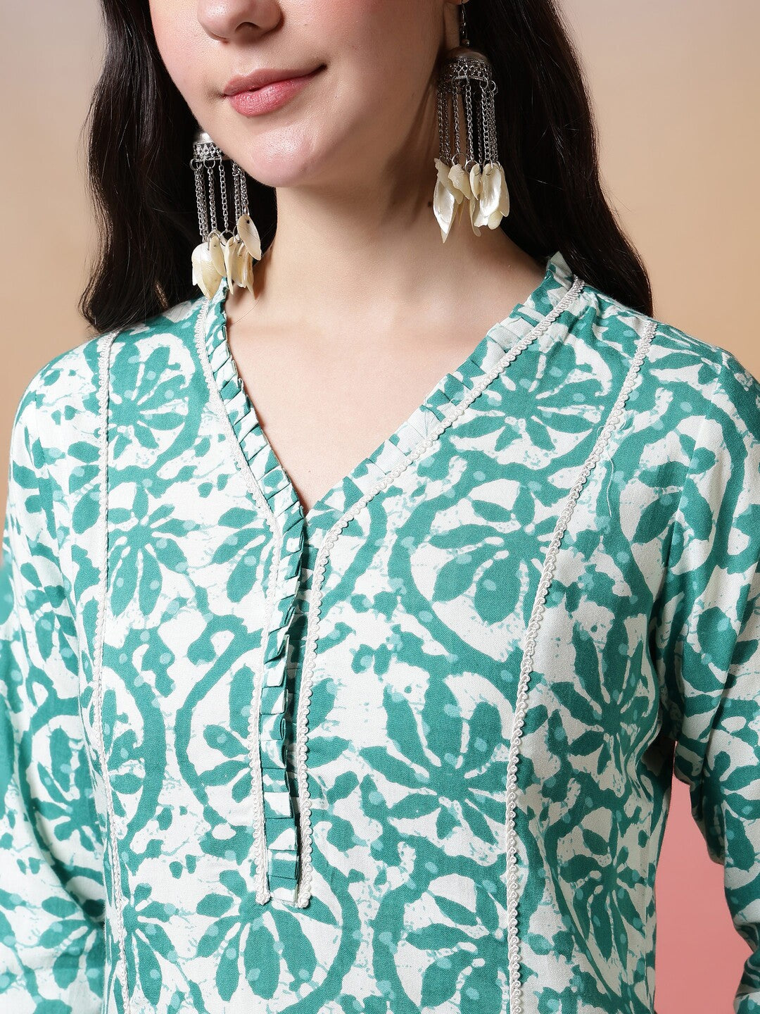 Floral Embroidered A-Line Kurta