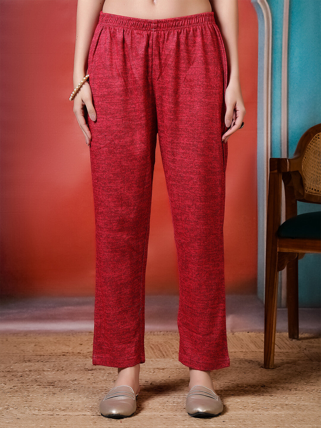 Floral Embroidered Straight Winter Wear Kurta & Trousers Sets