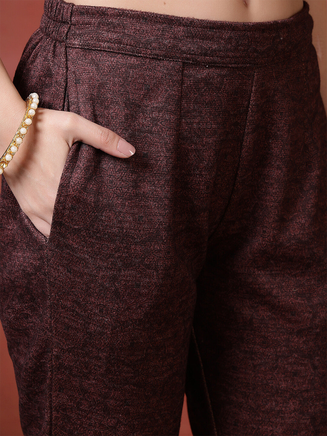 Floral Embroidered Straight Winter Wear Kurta & Trousers Sets