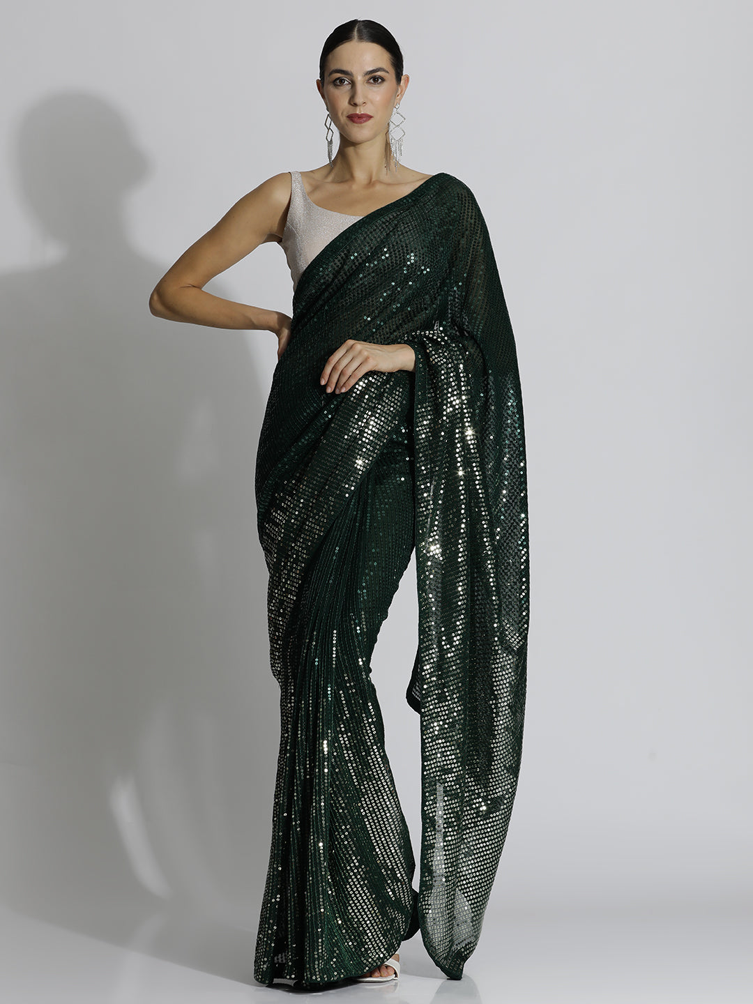 Sequin Embroidered Party Wear Black Tissue Saree