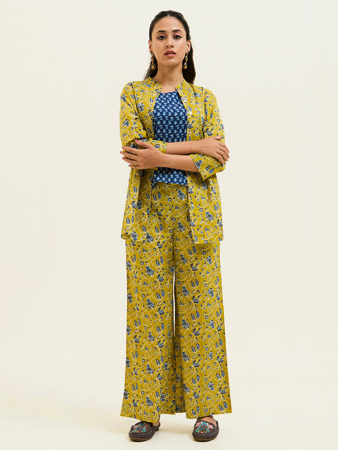 Mustard Handblock Printed Cotton Co-ord Set