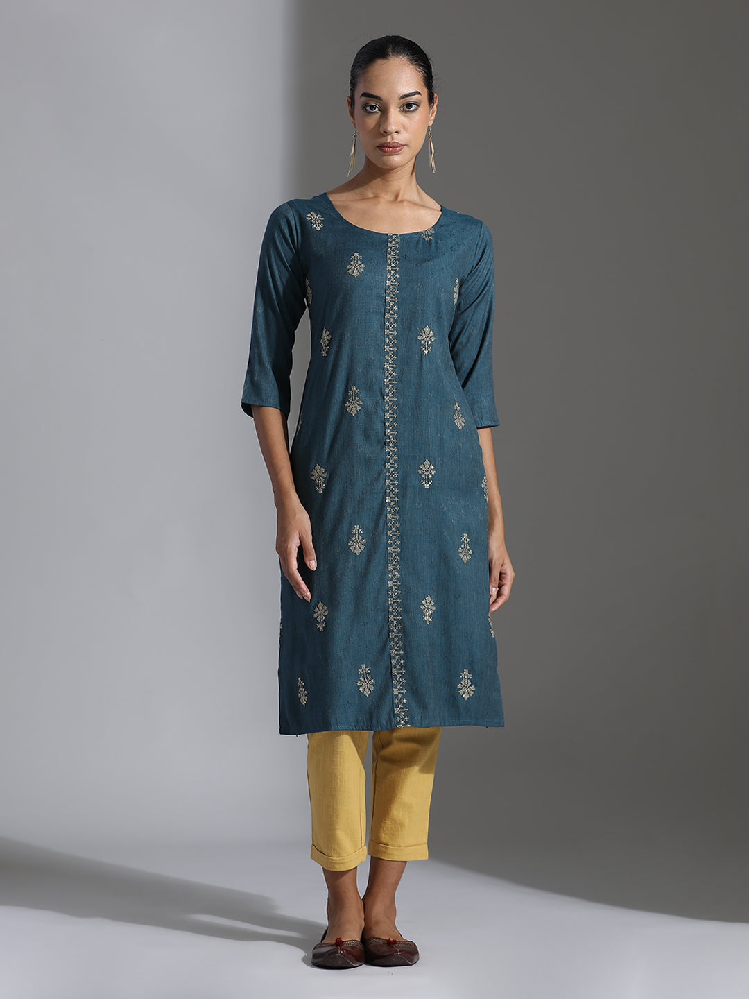 Woven Design Festive Straight Kurta
